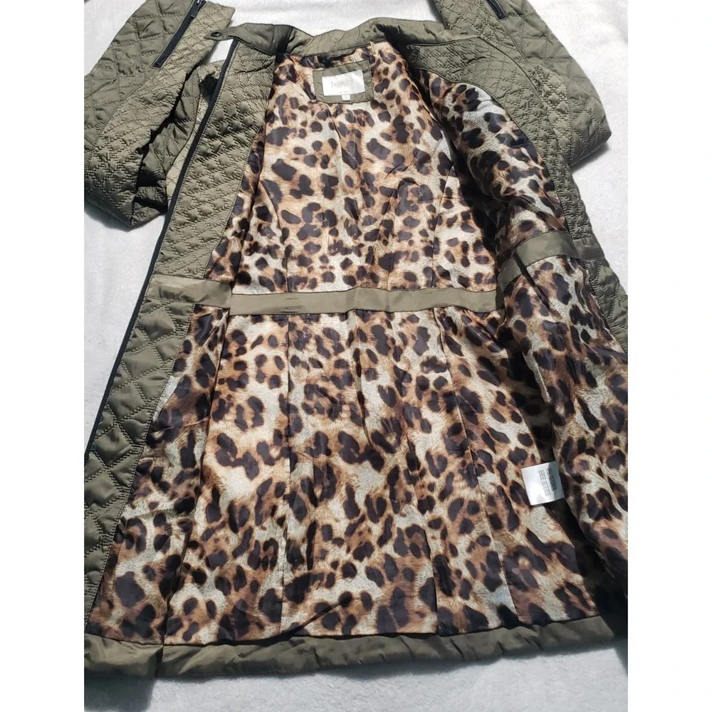 Laundry Shelli Segal Quilted Jacket Women's Small Olive Green Fill Zip Lined EUC - Picture 7 of 12